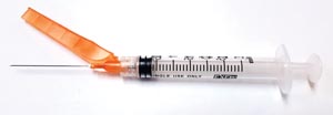 [27112] Exel Corporation Safety Syringe (3 mL) w/ Safety Needle (25G x 1½")
