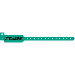 [3103LA] Medical ID Solutions Wristband, Adult/ Pediatric, Tri-Laminate, Latex Allergy, Green