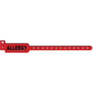 [3104A] Medical ID Solutions Wristband, Adult/ Pediatric, Tri-Laminate, Allergy, Red