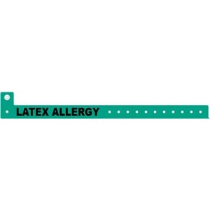 [3303LA] Medical ID Solutions Wristband, L Shape, Tri-Laminate, Latex Allergy, Green