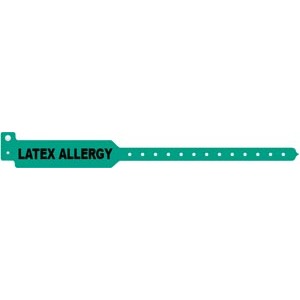 [3203LA] Medical ID Solutions Wristband, Adult, Tri-Laminate, Latex Allergy, Green