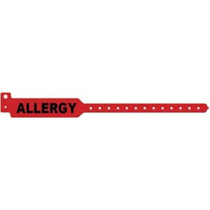 [3204A] Medical ID Solutions Wristband, Adult, Tri-Laminate, Allergy, Red