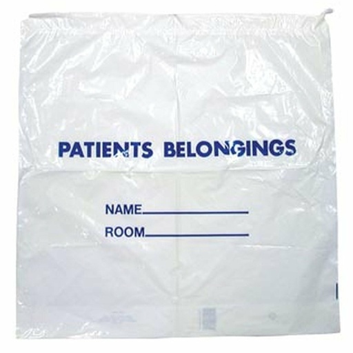 [G115] RD Plastics Co. Belongings Bag, 20" x 20" x 3", Drawstring, Clear/ Blue Print