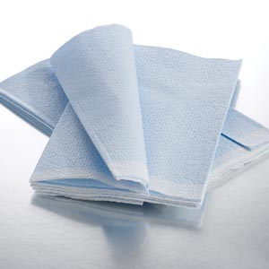 [334] Graham Medical Fanfold Bed Sheet, Super Tissue/ Poly/ Tissue, Blue, 40" x 84" (60 cs/plt)