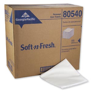 [80540] Patient Care Airlaid Disposable Bath Towels, White, 19½" x 39", 200 sht/cs