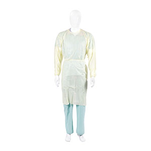 [2100PG] Cover Gown, SMS, with Ties, Yellow, Universal Size, 10/pk, 10 pk/cs