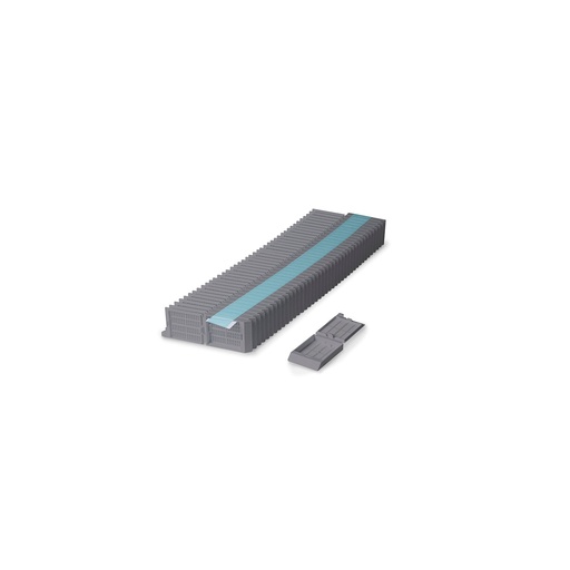 [M525-9T] Unisette Tissue Cassette, Quickload 45° Angle Stack (Taped), Acetal, Gray, Bulk, 1000/cs