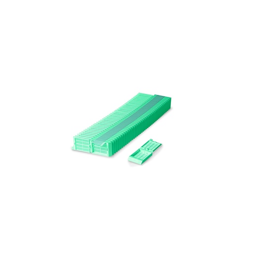 [M525-4T] Unisette Tissue Cassette, Quickload 45° Angle Stack (Taped), Acetal, Green, Bulk, 1000/cs