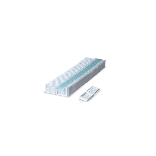 [M525-2T] Unisette Tissue Cassette, Quickload 45° Angle Stack (Taped), Acetal, White, Bulk, 1000/cs