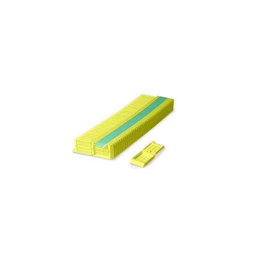 [M525-5T] Unisette Tissue Cassette, Quickload 45° Angle Stack (Taped), Acetal, Yellow, Bulk, 1000/cs