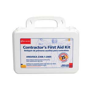 [9301-25P] 25 Person Contractor First Aid Kit, 178 Piece, Plastic Case, 12/cs