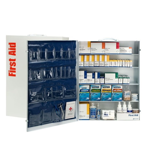 [249-O/P] First Aid Only 200 Person 5 Shelf Industrial First Aid Station with 22-Pocket Liner and Metal Case