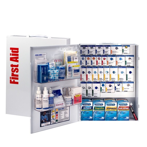 [90830] First Aid Only SmartCompliance 150 Person XL Food Service First Aid Kit with Medications & Metal Cabinet