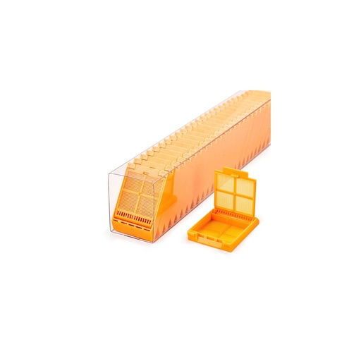 [M507-7SL] Micromesh Biopsy Cassette, Quickload Sleeve, 45° Angle, Acetal, Peach, Bulk, 750/cs