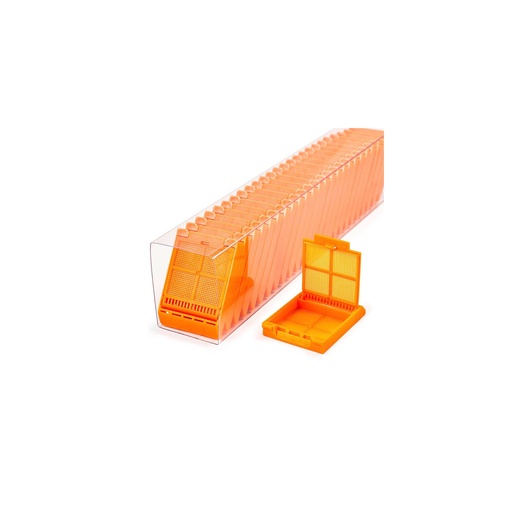 [M507-11SL] Micromesh Biopsy Cassette, Quickload Sleeve, 45° Angle, Acetal, Orange, Bulk, 750/cs