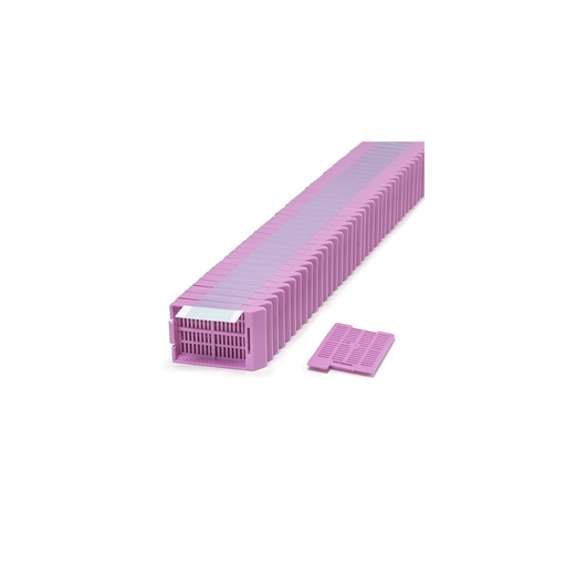 [M517-10T] Swingsette Tissue Cassette, Quickload 45° Angle Stack (Taped), Acetal, Lilac, Bulk