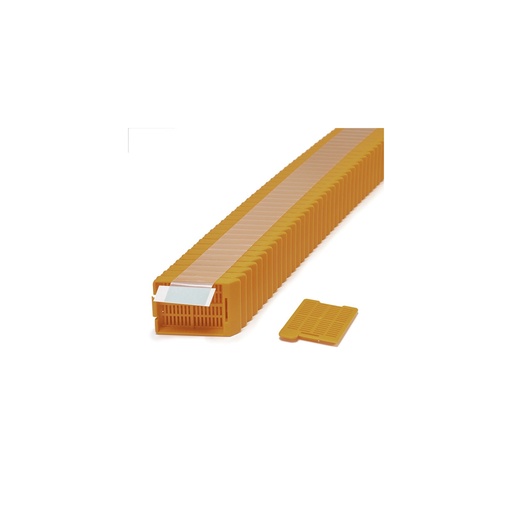 [M517-11T] Swingsette Tissue Cassette, Quickload 45° Angle Stack (Taped), Acetal, Orange, Bulk