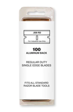 [94-0115] Single Edge Blade, Aluminum Back, .009 Carbon, Duro Edge, 100bl/ct, 50ct/cs