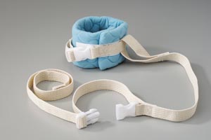 [2552] Posey Wrist Restraint, One Size Fits Most, Hook and Loop/Quick Release Buckle, 1-Strap, Machine Washable, Quilted Fabric, Blue