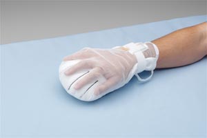 [2816] Posey Hand Control Mitt, One Size Fits Most, Hook and Loop Closure, 1-Strap, Seperates Fingers, Mesh/Fiber Fill, White