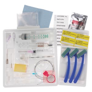 [332077] Continuous Epidural Tray, 17G x 3½" Winged Tuohy Needle & 19G Springwood Closed Tip Catheter, 10/cs