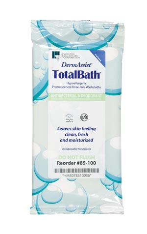 [85-100] Bath Cloth, Standard Weight, Antibacterial, Deodorant, Clean Scent, Moisturizing, 8/pk, 30 pk/cs