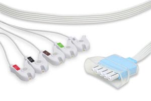 [LHT5-90DP0] Disposable ECG Leadwire, 5 Leads Pinch/Grabber, 10/bx, Philips Compatible w/ OEM: 989803173151