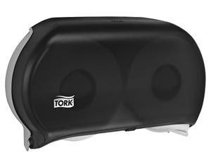 [56TR] Bath Tissue Roll Dispenser, Jumbo, Twin, Universal, Smoke, T22, Plastic, 11.8" x 19.3" x 5.5"