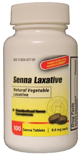 [SEN100] Senna Tablets, 8.6mg, Compared to the Active Ingredient of Senokot® Tablets, 100/btl, 24 btl/cs