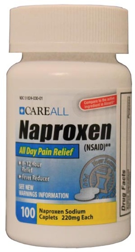 [NAPC220100] Naproxen Sodium Caplets, 220mg, Compared to the Active Ingredient of Aleve®, 100/btl, 24 btl/cs