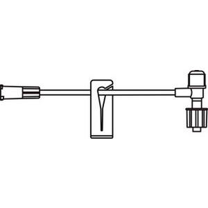 [471954] Small Bore T-Port Extension Set, Proximal Luer Lock Connection, Distal T-Fitting, SPIN-LOCK® Connection, Latex Free (LF) Intermittent Injection Port, Slide Clamp, 0.13 mL Priming Volume, 4"L, DEHP Free, 100/cs (Rx)